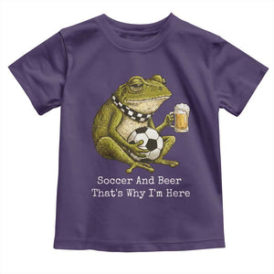 Funny Frog Lover Toddler T Shirt Soccer And Beer That Is Why I Am Here TS12 Purple Print Your Wear