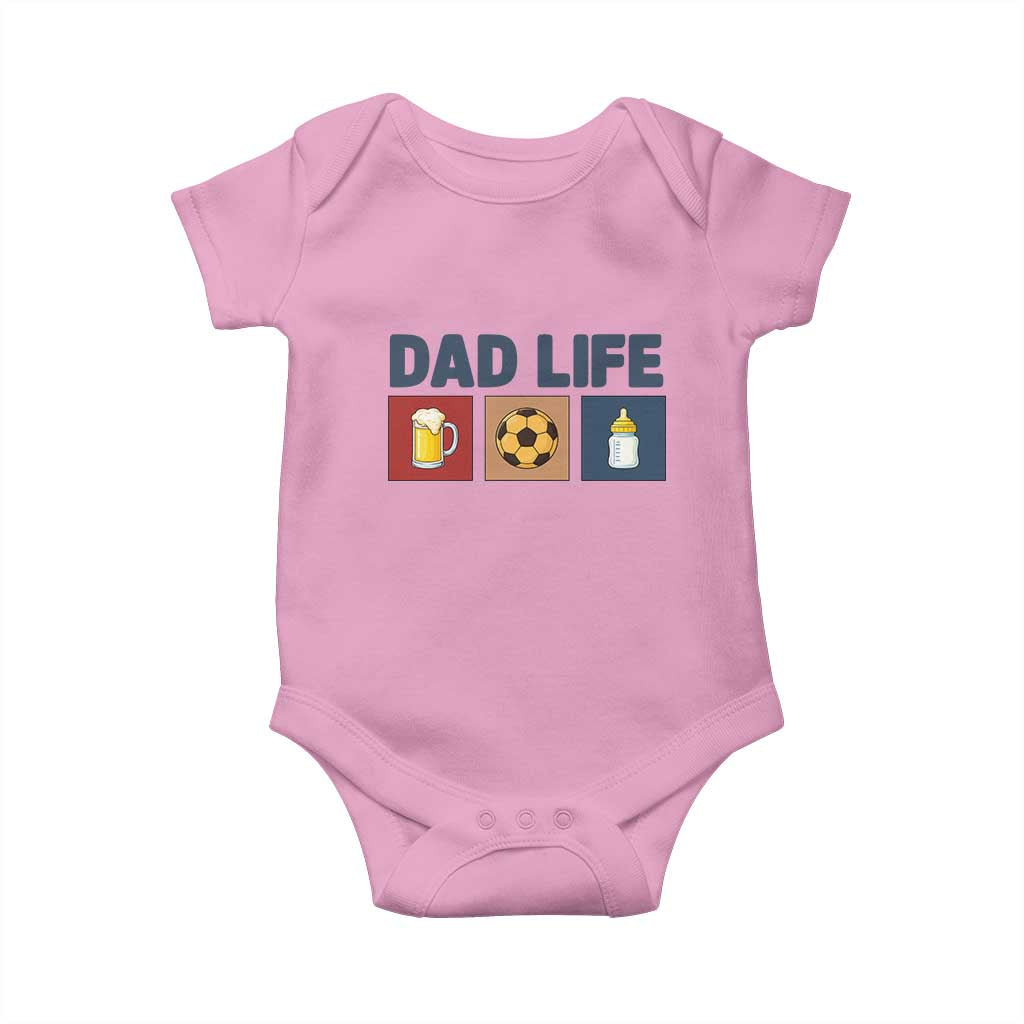 Dad Life Soccer Beer Baby Bottle Baby Onesie Fathers Day Gift TS12 Light Pink Print Your Wear