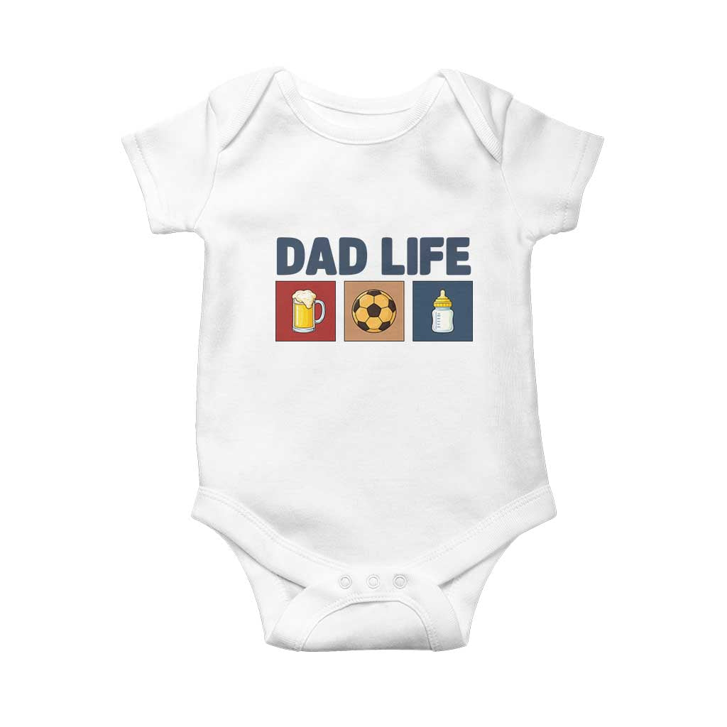 Dad Life Soccer Beer Baby Bottle Baby Onesie Fathers Day Gift TS12 White Print Your Wear