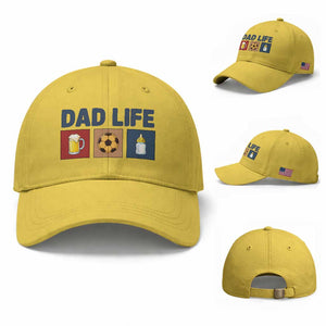 Dad Life Soccer Beer Baby Bottle Baseball Cap Fathers Day Gift TS12 Baseball Cap Universal Fit Yellow Print Your Wear