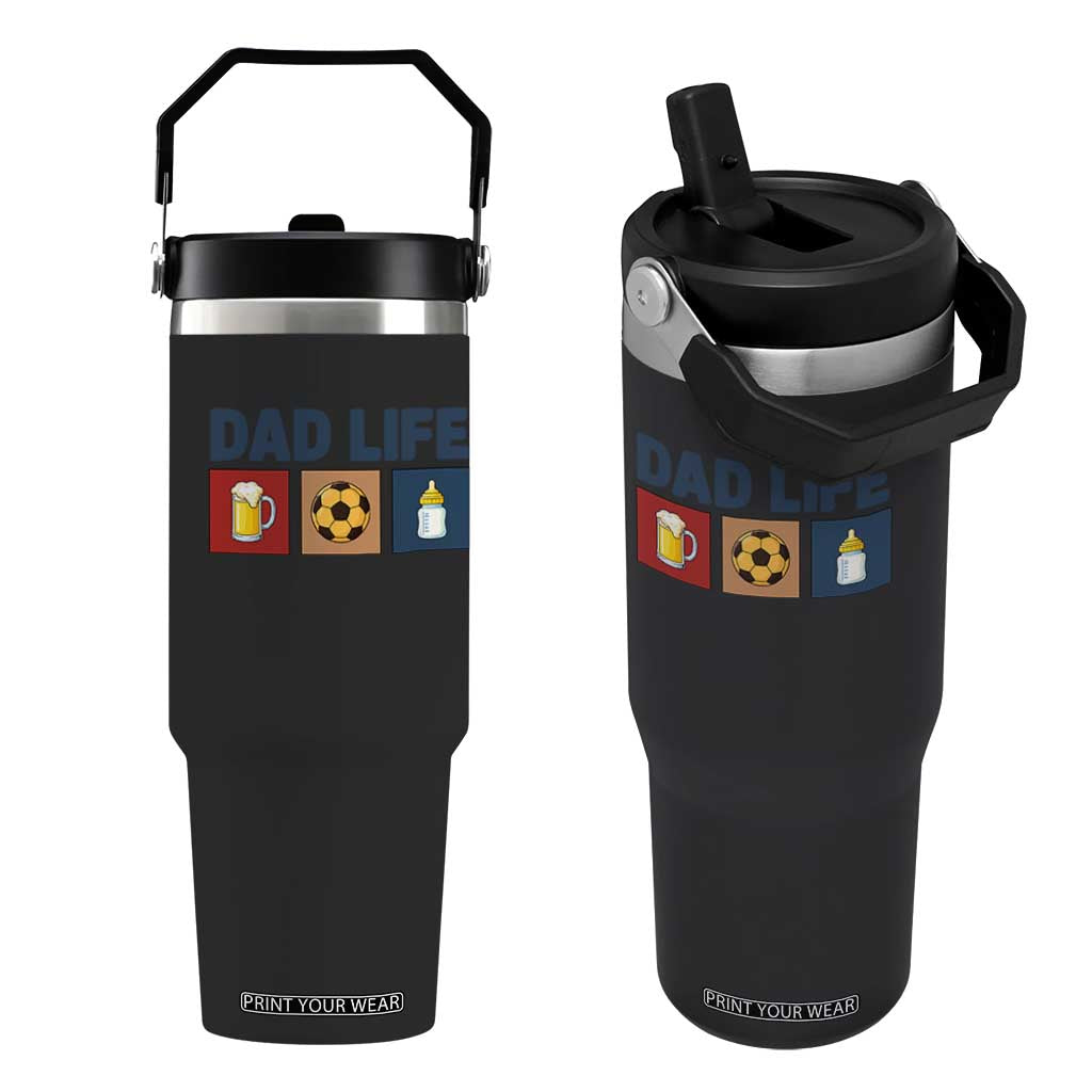 Dad Life Soccer Beer Baby Bottle Flip Straw Tumbler Fathers Day Gift TS12 One Size: 30 oz Black Print Your Wear