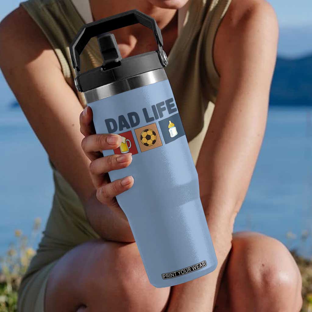 Dad Life Soccer Beer Baby Bottle Flip Straw Tumbler Fathers Day Gift TS12 One Size: 30 oz Light Blue Print Your Wear