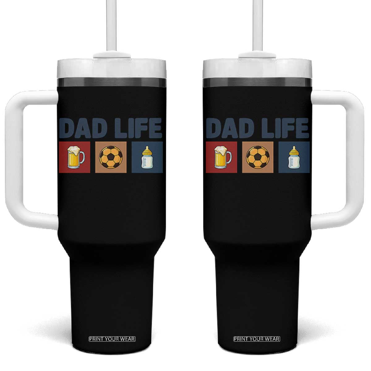 Dad Life Soccer Beer Baby Bottle Tumbler With Handle Fathers Day Gift TS12 One Size: 40 oz Black Print Your Wear