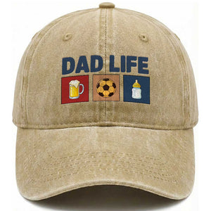 Dad Life Soccer Beer Baby Bottle Washed Cotton Baseball Cap Fathers Day Gift TS12 Print Your Wear