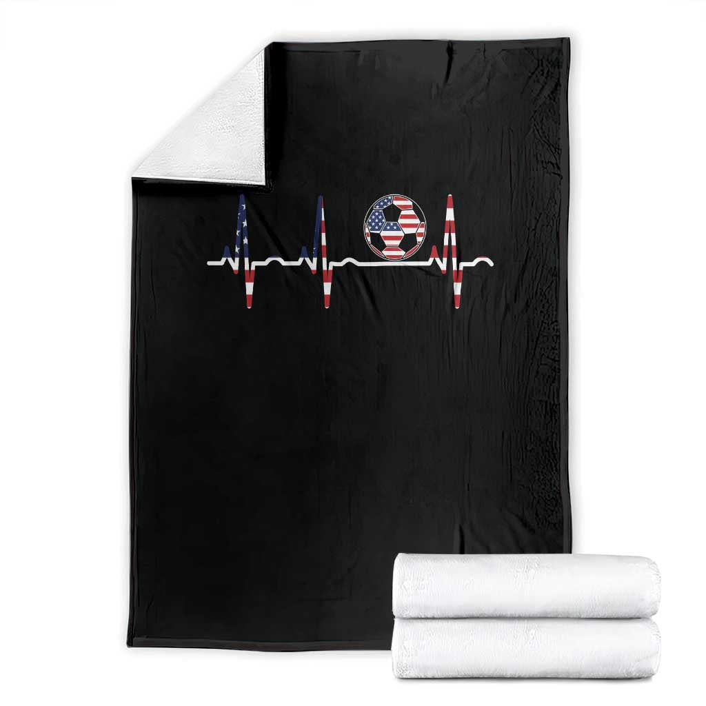USA Soccer Heartbeat Throw Blanket American Flag Football Pulse TS12 Black Print Your Wear
