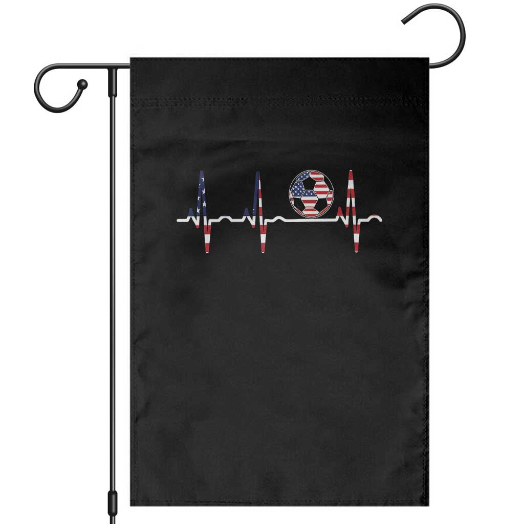 USA Soccer Heartbeat Garden Flag American Flag Football Pulse TS12 Black Print Your Wear