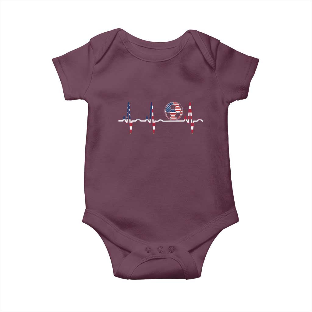 USA Soccer Heartbeat Baby Onesie American Flag Football Pulse TS12 Maroon Print Your Wear