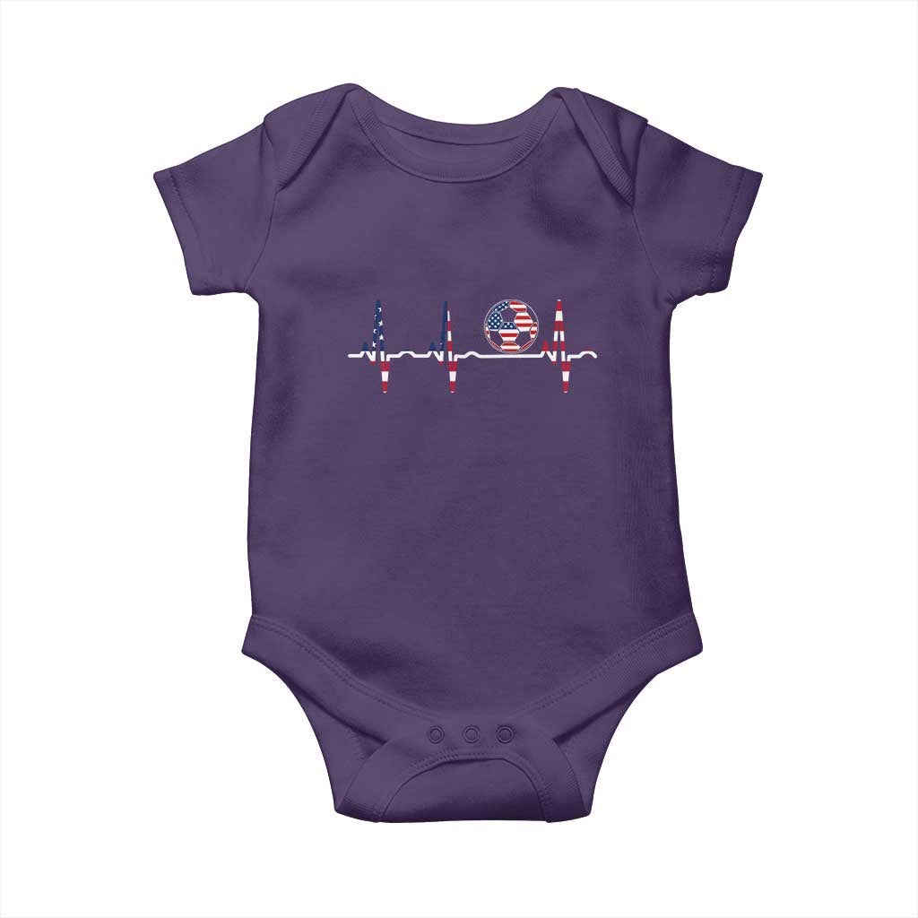 USA Soccer Heartbeat Baby Onesie American Flag Football Pulse TS12 Purple Print Your Wear