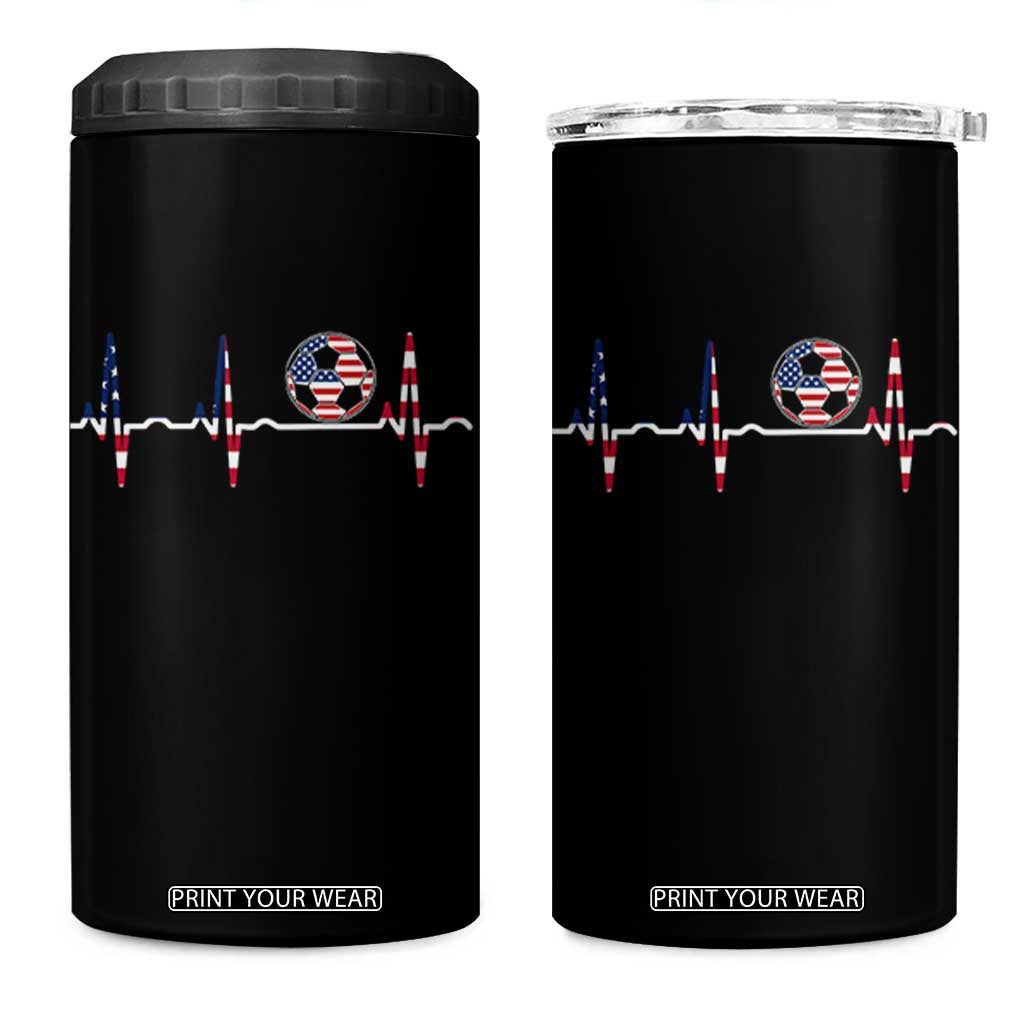 USA Soccer Heartbeat 4 in 1 Can Cooler Tumbler American Flag Football Pulse TS12 One Size: 16 oz Black Print Your Wear