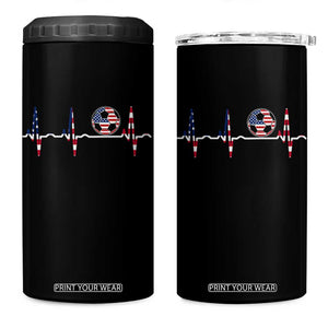 USA Soccer Heartbeat 4 in 1 Can Cooler Tumbler American Flag Football Pulse TS12 One Size: 16 oz Black Print Your Wear