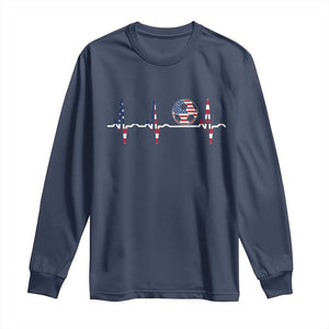 USA Soccer Heartbeat Long Sleeve Shirt American Flag Football Pulse TS12 Navy Print Your Wear