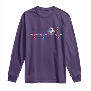 USA Soccer Heartbeat Long Sleeve Shirt American Flag Football Pulse TS12 Purple Print Your Wear