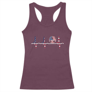 USA Soccer Heartbeat Racerback Tank Top American Flag Football Pulse TS12 Maroon Print Your Wear