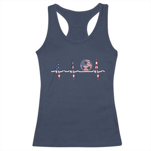 USA Soccer Heartbeat Racerback Tank Top American Flag Football Pulse TS12 Navy Print Your Wear