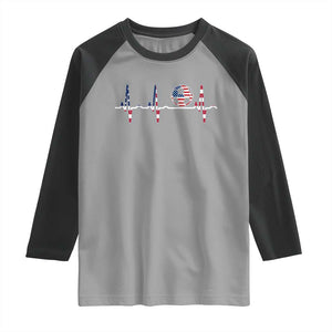 USA Soccer Heartbeat Raglan Shirt American Flag Football Pulse TS12 Sport Gray Black Print Your Wear