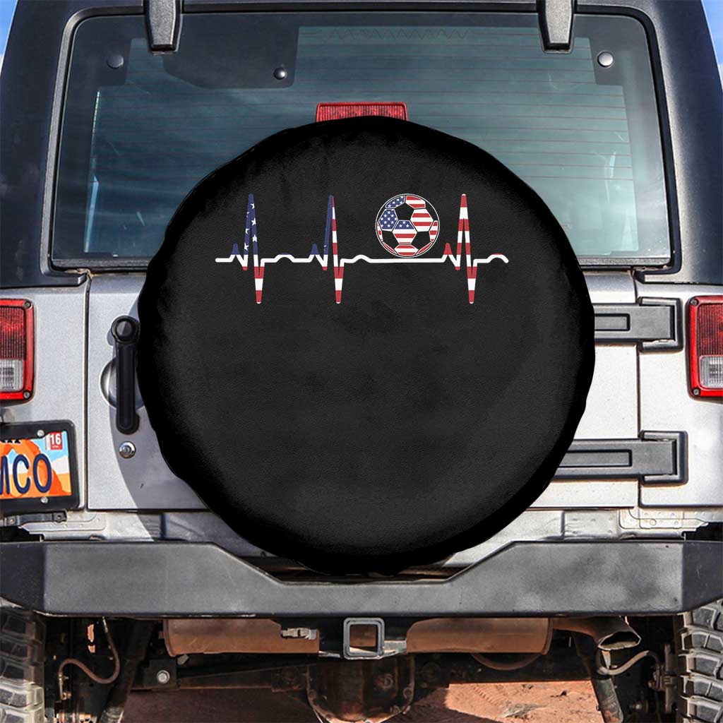 USA Soccer Heartbeat Spare Tire Cover American Flag Football Pulse TS12 No hole Black Print Your Wear