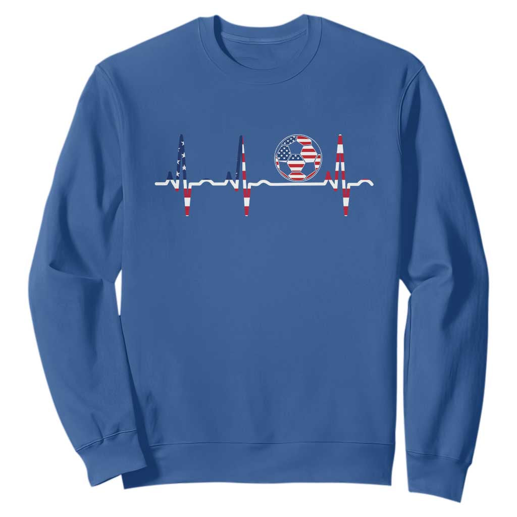 USA Soccer Heartbeat Sweatshirt American Flag Football Pulse TS12 Royal Blue Print Your Wear