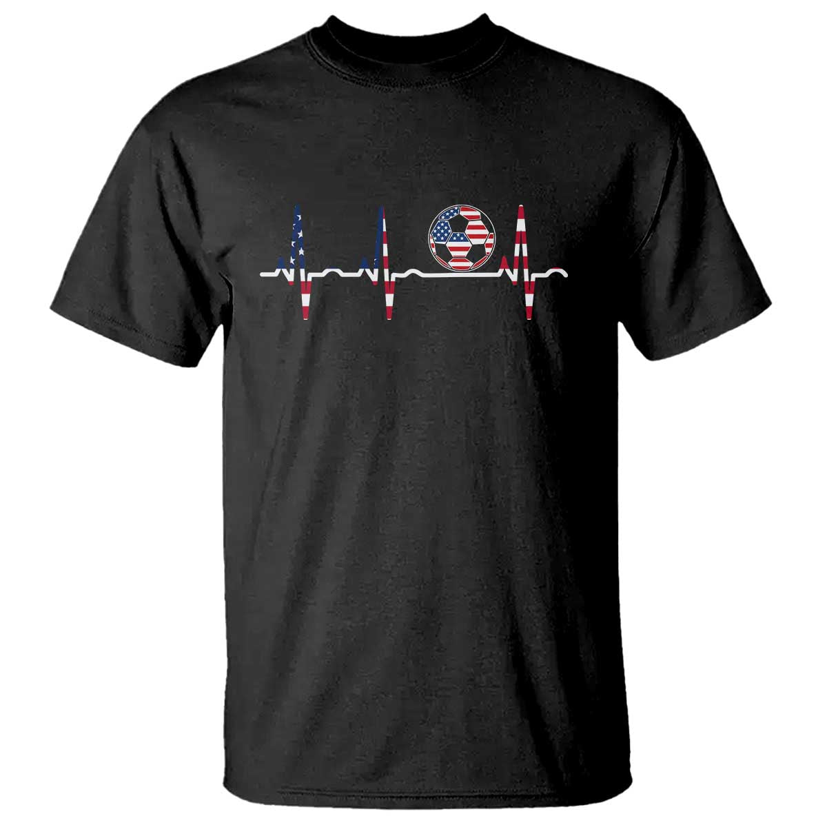 USA Soccer Heartbeat T Shirt American Flag Football Pulse TS12 Black Print Your Wear