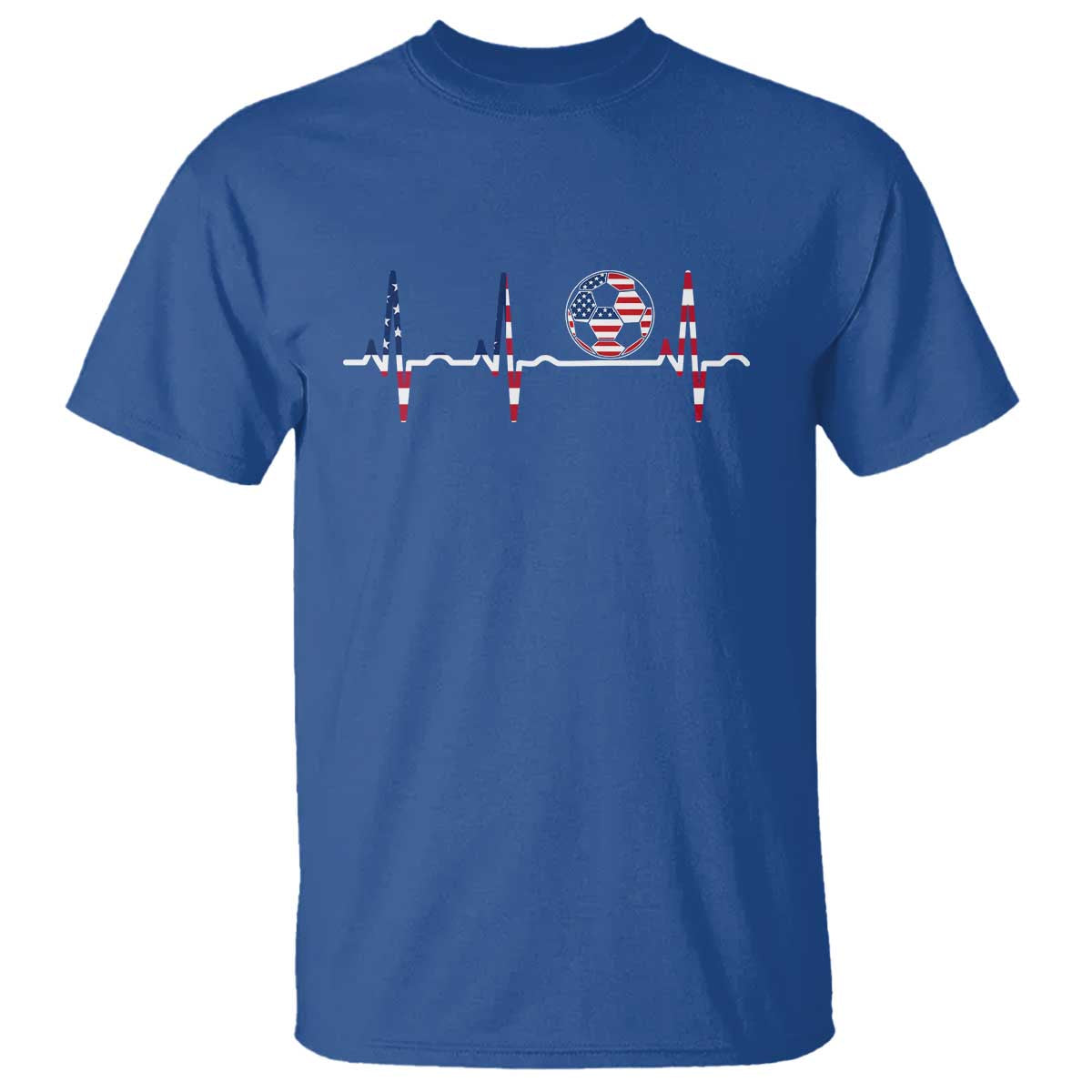 USA Soccer Heartbeat T Shirt American Flag Football Pulse TS12 Royal Blue Print Your Wear