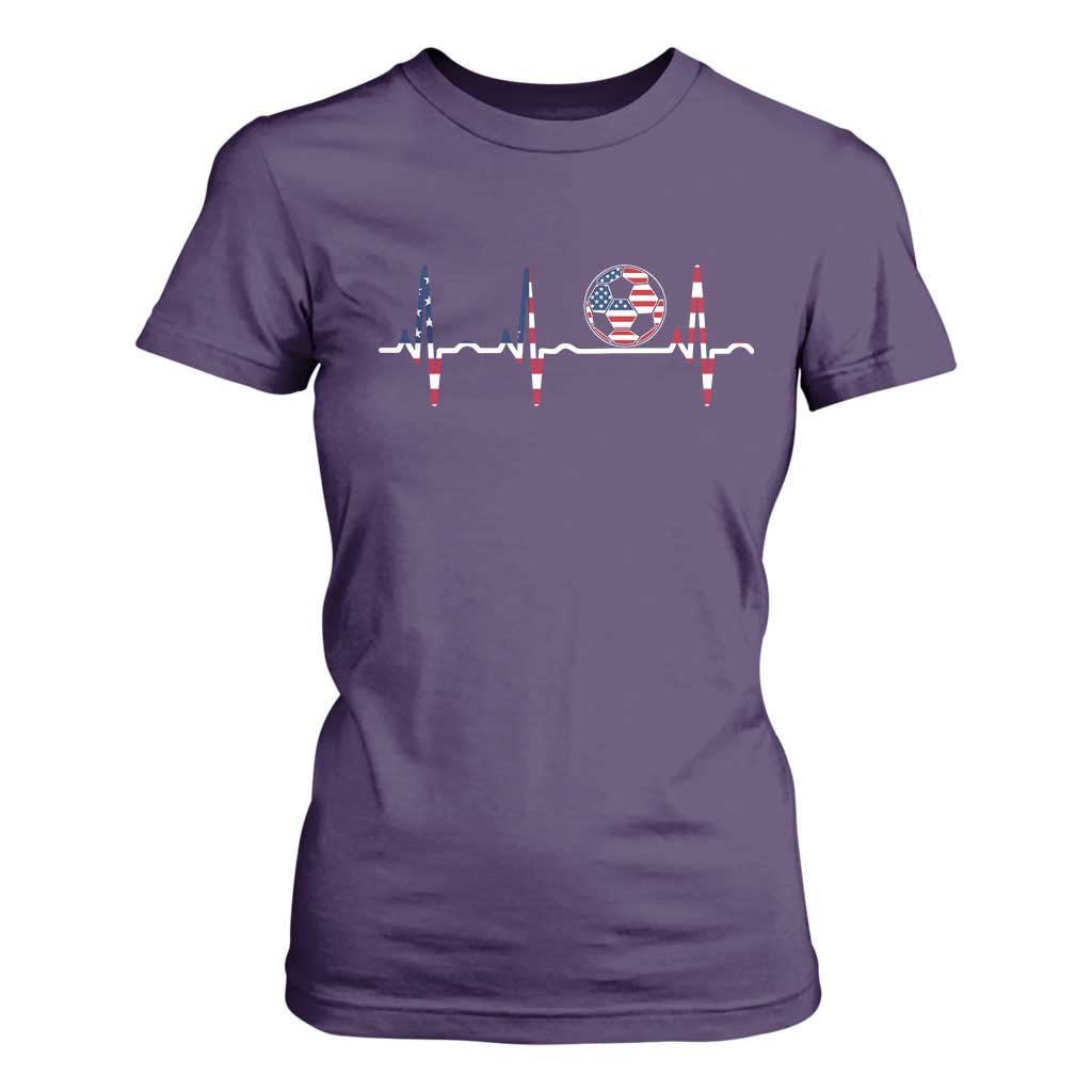 USA Soccer Heartbeat T Shirt For Women American Flag Football Pulse TS12 Purple Print Your Wear