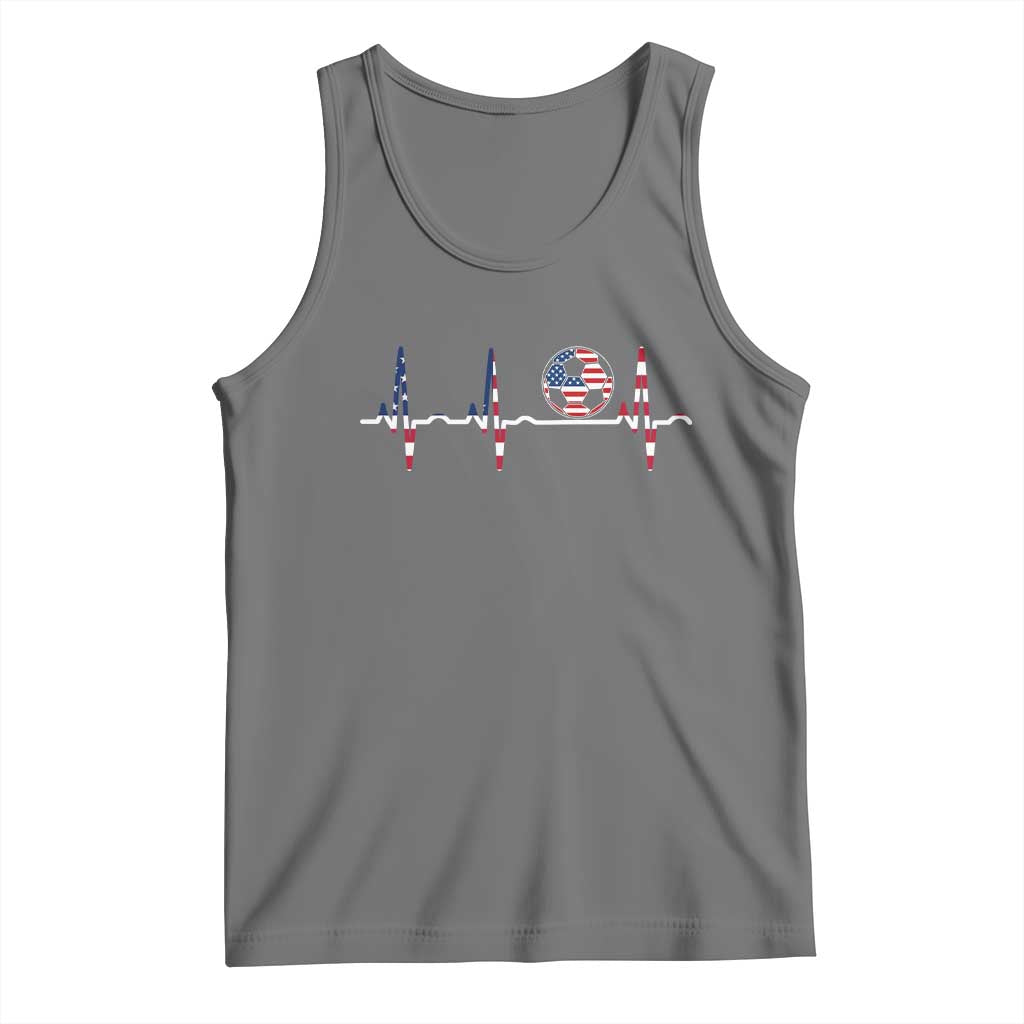USA Soccer Heartbeat Tank Top American Flag Football Pulse TS12 Black Heather Print Your Wear