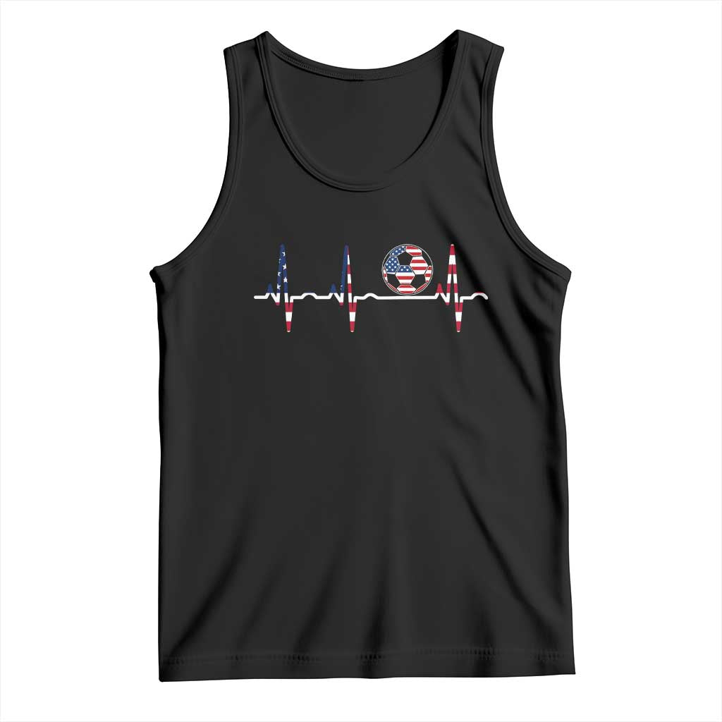 USA Soccer Heartbeat Tank Top American Flag Football Pulse TS12 Black Print Your Wear