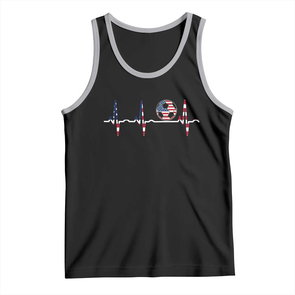 USA Soccer Heartbeat Tank Top American Flag Football Pulse TS12 Black Athletic Heather Print Your Wear