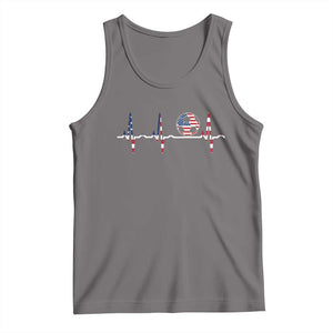 USA Soccer Heartbeat Tank Top American Flag Football Pulse TS12 Deep Heather Print Your Wear