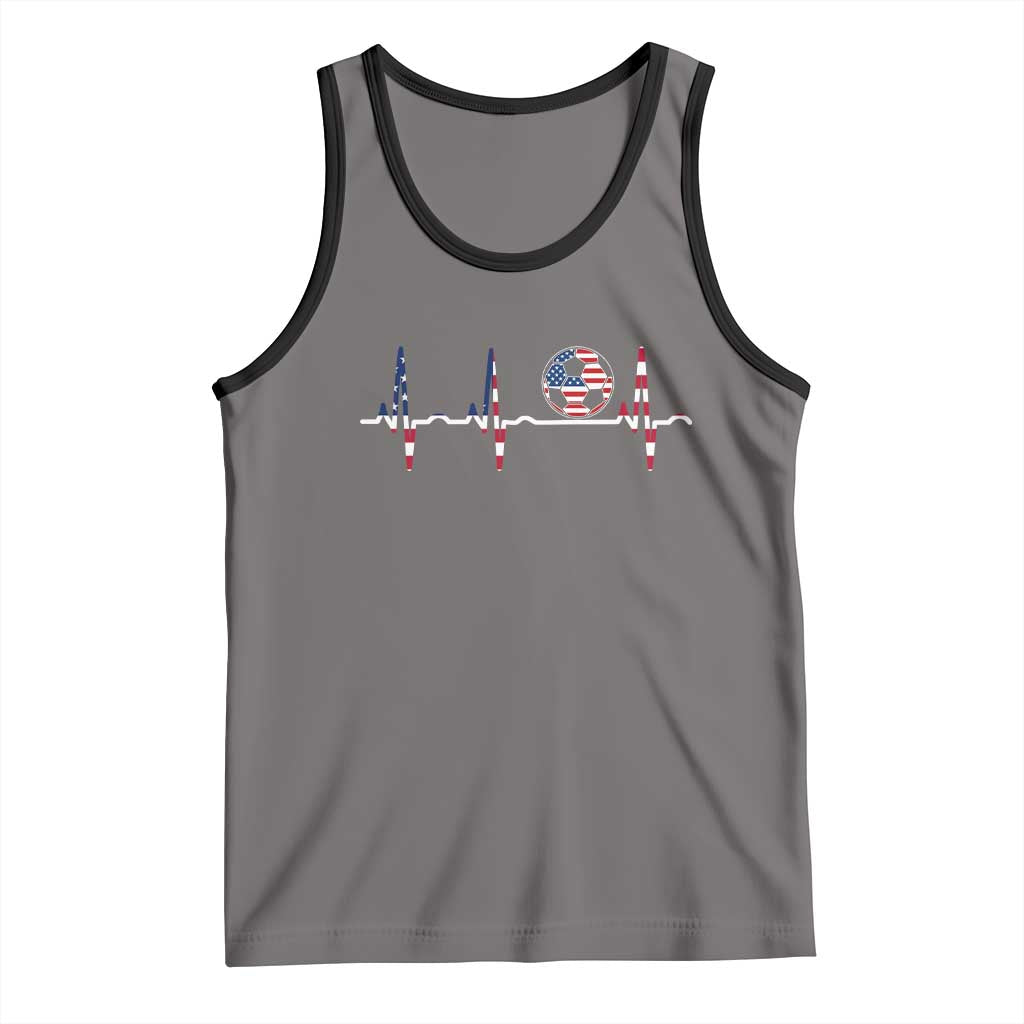 USA Soccer Heartbeat Tank Top American Flag Football Pulse TS12 Deep Heather Black Print Your Wear