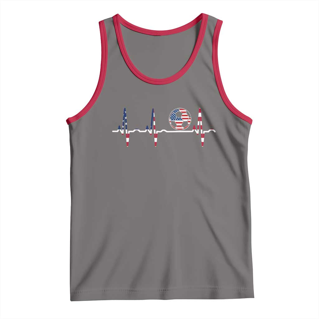 USA Soccer Heartbeat Tank Top American Flag Football Pulse TS12 Deep Heather Red Print Your Wear