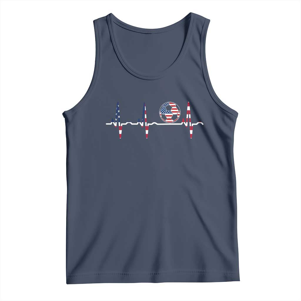 USA Soccer Heartbeat Tank Top American Flag Football Pulse TS12 Navy Print Your Wear