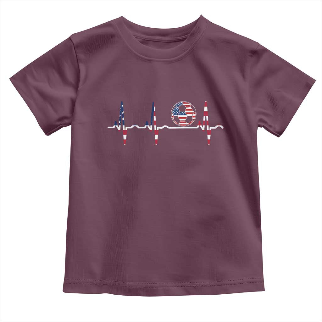 USA Soccer Heartbeat Toddler T Shirt American Flag Football Pulse TS12 Maroon Print Your Wear