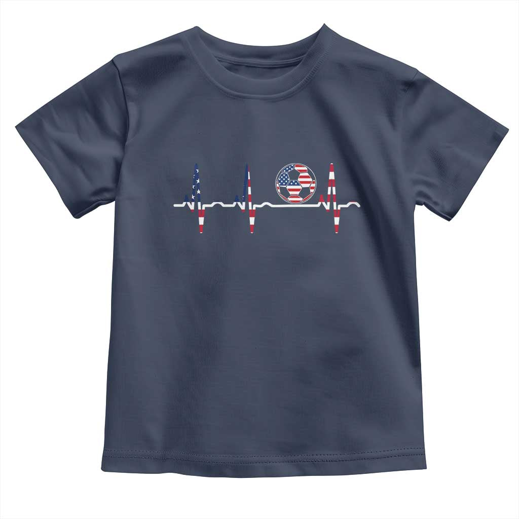 USA Soccer Heartbeat Toddler T Shirt American Flag Football Pulse TS12 Navy Print Your Wear
