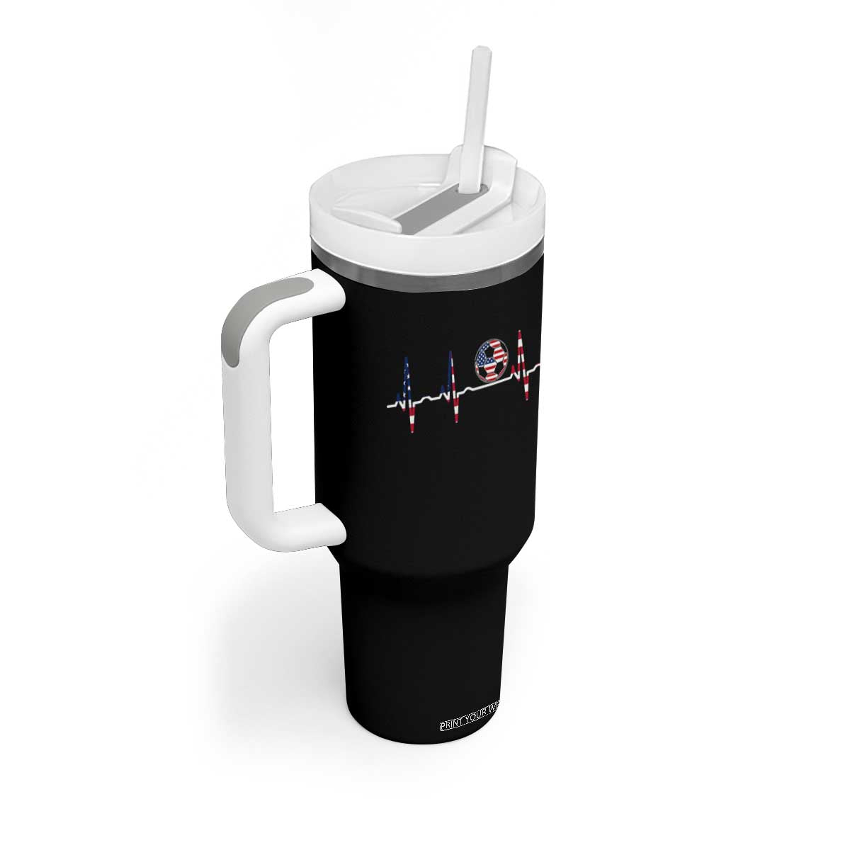 USA Soccer Heartbeat Tumbler With Handle American Flag Football Pulse TS12 Print Your Wear