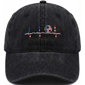 USA Soccer Heartbeat Washed Cotton Baseball Cap American Flag Football Pulse TS12 Washed Cap Universal Fit Black Print Your Wear