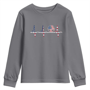 USA Soccer Heartbeat Youth Sweatshirt American Flag Football Pulse TS12 Charcoal Print Your Wear