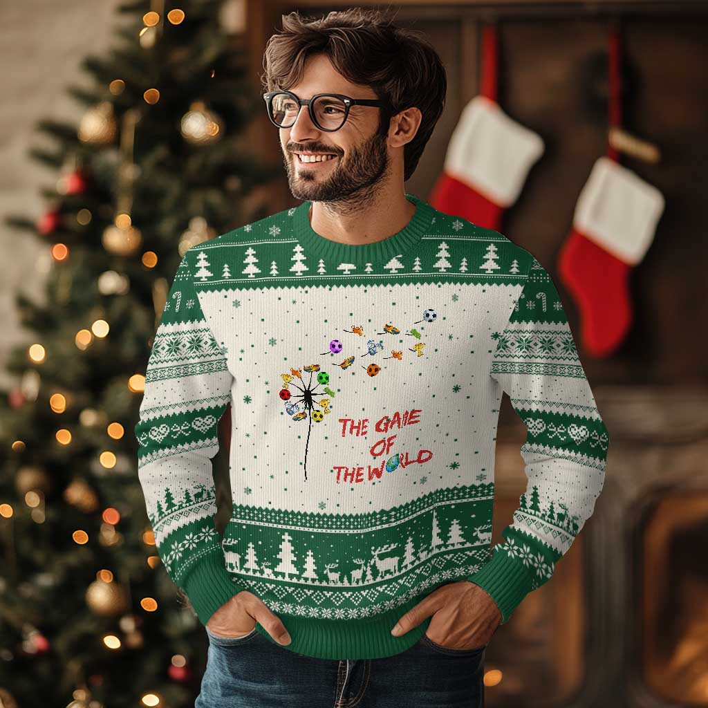 Soccer Dandelion Flower Ugly Christmas Sweater The Game Of The World TS12 Beige Green Print Your Wear