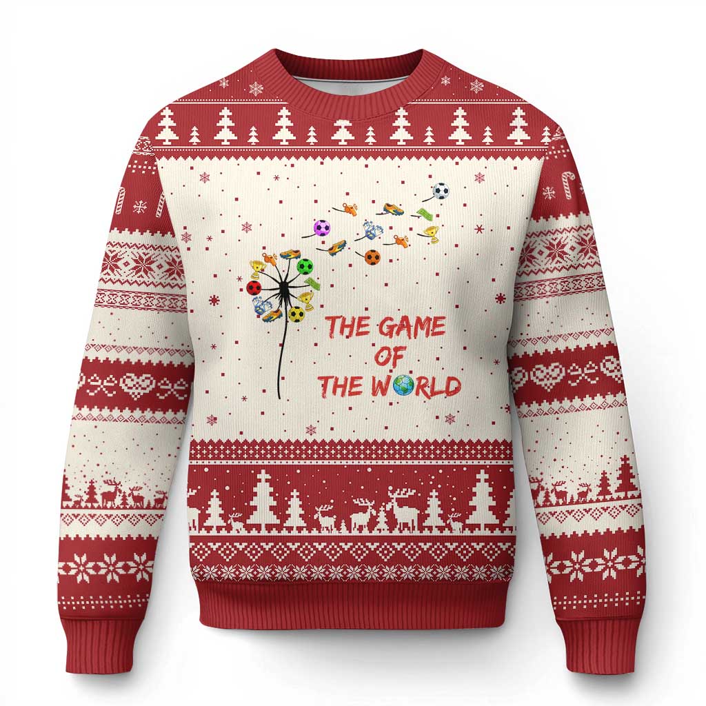 Soccer Dandelion Flower Ugly Christmas Sweater The Game Of The World TS12 Beige Red Print Your Wear