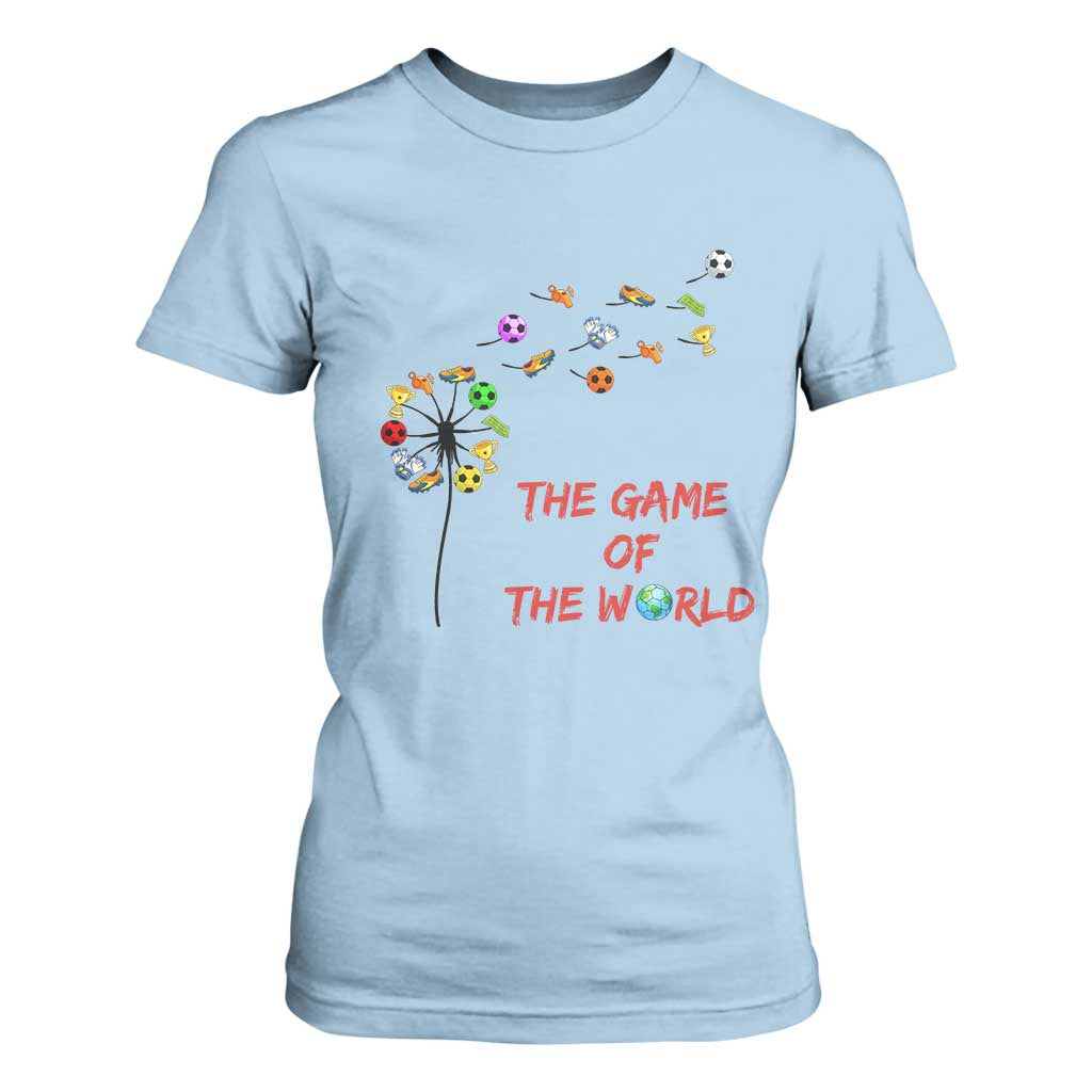 Soccer Dandelion Flower T Shirt For Women The Game Of The World TS12 Light Blue Print Your Wear
