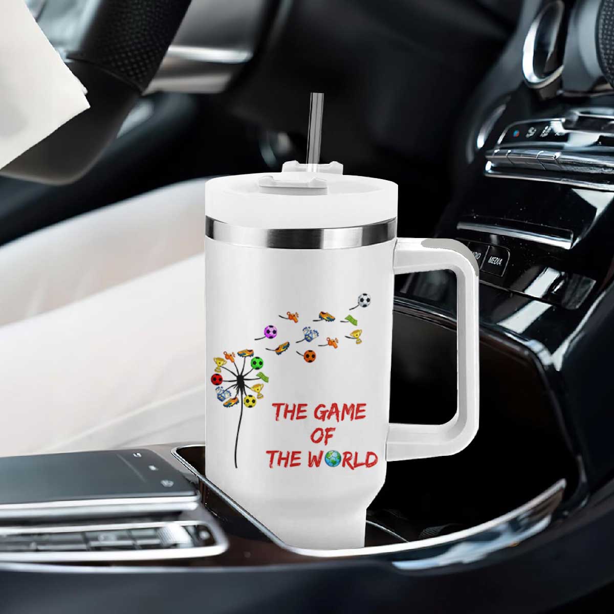 Soccer Dandelion Flower Tumbler With Handle The Game Of The World TS12 Print Your Wear