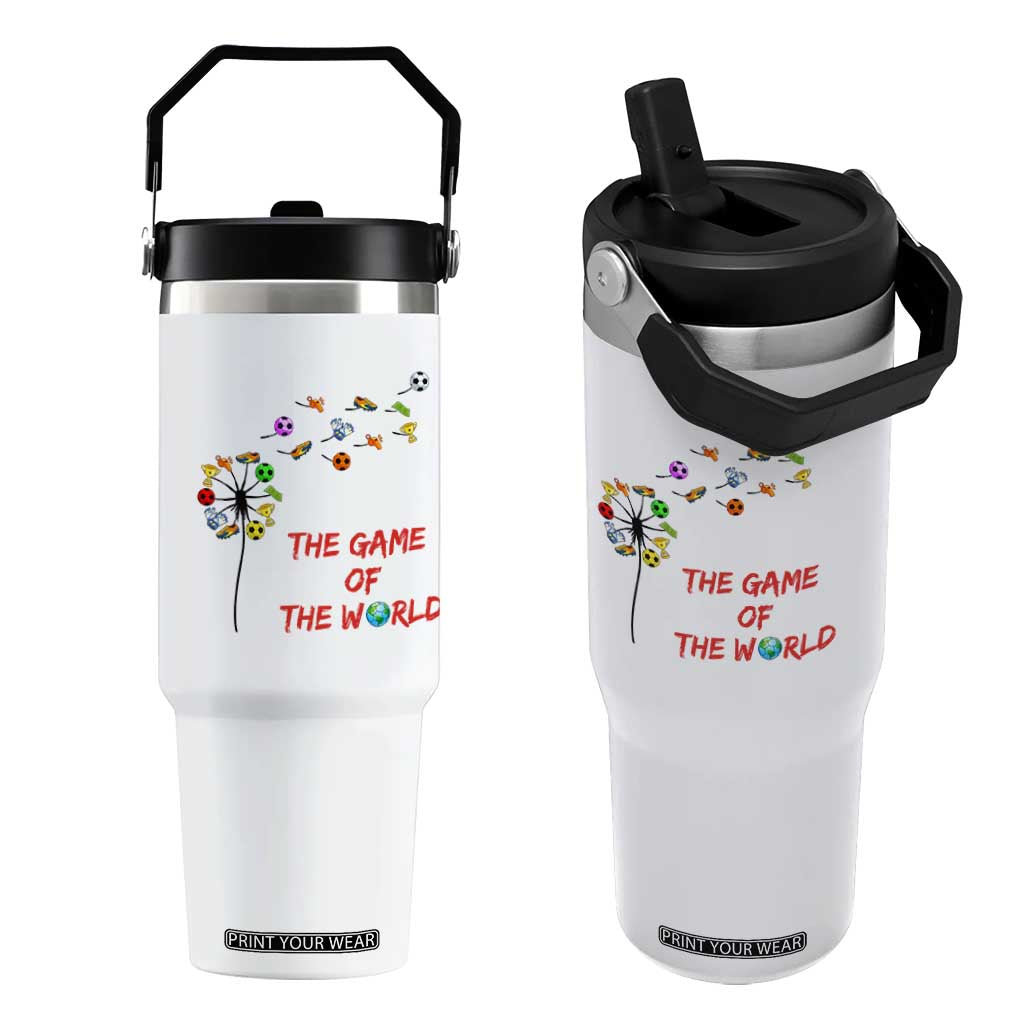 Soccer Dandelion Flower Flip Straw Tumbler The Game Of The World TS12 One Size: 30 oz White Print Your Wear