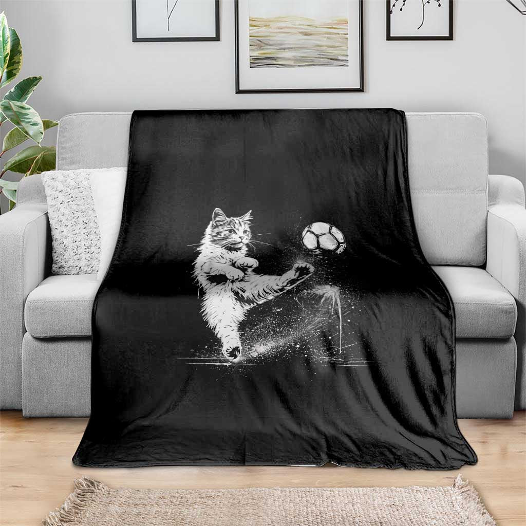 Cat Playing Soccer Throw Blanket Funny Cat Lover Gift TS12 Print Your Wear