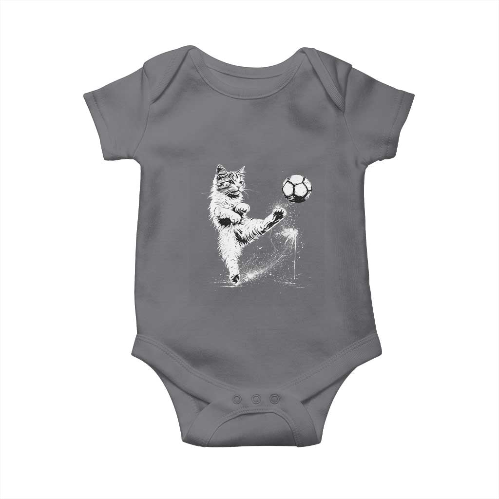 Cat Playing Soccer Baby Onesie Funny Cat Lover Gift TS12 Charcoal Print Your Wear