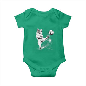 Cat Playing Soccer Baby Onesie Funny Cat Lover Gift TS12 Irish Green Print Your Wear