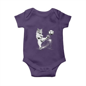 Cat Playing Soccer Baby Onesie Funny Cat Lover Gift TS12 Purple Print Your Wear
