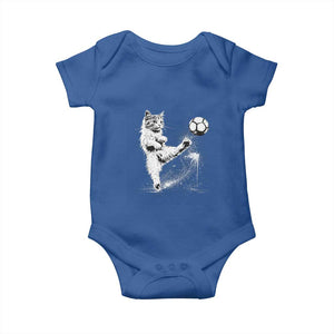 Cat Playing Soccer Baby Onesie Funny Cat Lover Gift TS12 Royal Blue Print Your Wear