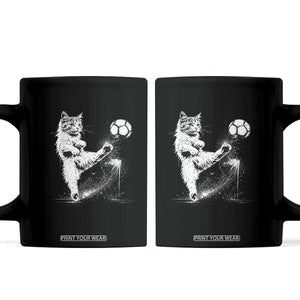 Cat Playing Soccer Coffee Mug Funny Cat Lover Gift TS12 Black Print Your Wear