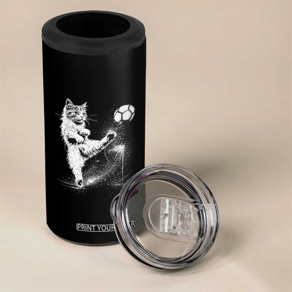 Cat Playing Soccer 4 in 1 Can Cooler Tumbler Funny Cat Lover Gift TS12 Print Your Wear