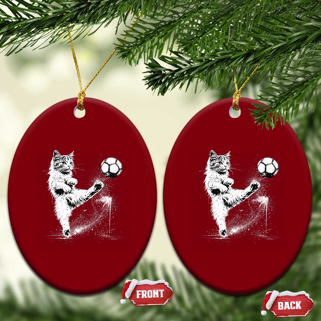 Cat Playing Soccer Ceramic Ornament Funny Cat Lover Gift TS12 Print Your Wear