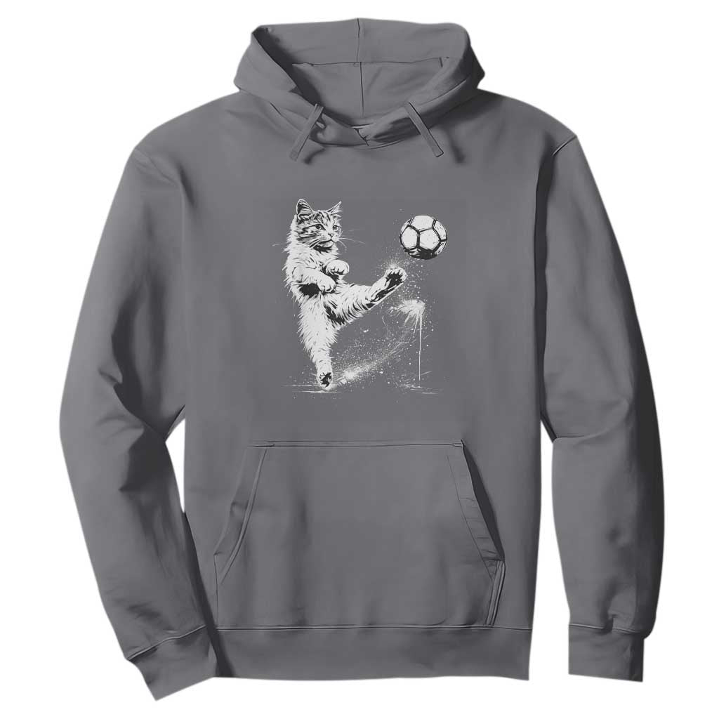 Cat Playing Soccer Hoodie Funny Cat Lover Gift TS12 Charcoal Print Your Wear